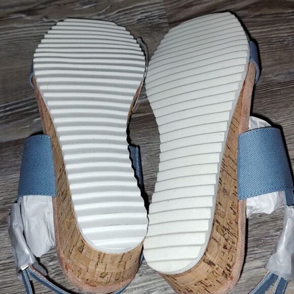 mysoft Womens Wooden grain  wedged Open Toe Chunky Heel Sandals  Sz 9 NWB - Picture 9 of 9